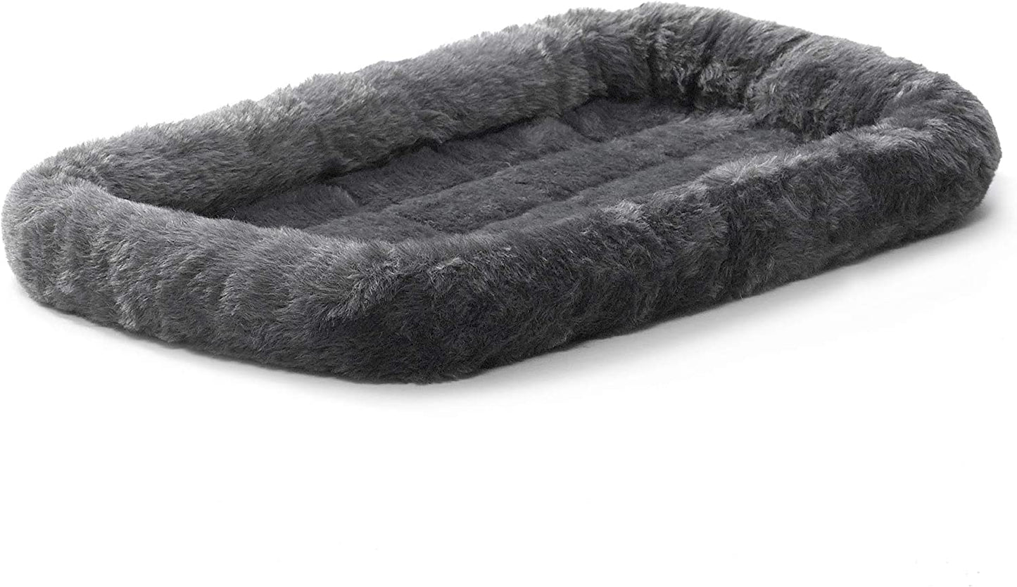 Midwest Homes for Pets Dog Bed – Gray Faux Fur Bolster, Ultra-Soft and Machine Washable, Fits 24-Inch Crates and Carriers, for Small Dogs and Cats