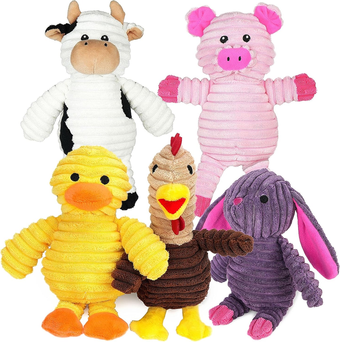 Dog Toys, 5 Pack, Plush Dog Squeaky Toys, Assortment Value Bundle Animal Pet Toy for Small Medium Large Dogs, Stuffed Puppy Chew Toy