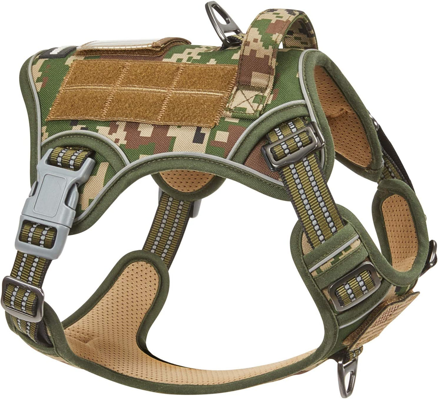 Tactical Dog Harness for Large Dogs No Pull, Famous TIK Tok No Pull Dog Harness, Fit Smart Reflective Pet Walking Harness for Training, Adjustable Dog Vest Harness with Handle Purple Camo XL