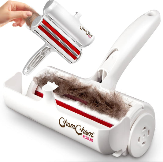 Pet Hair Remover and Reusable Lint Roller - Cat and Dog Hair Remover for Furniture, Couch, Carpet, Clothing and Bedding - Portable, Multi-Surface Fur Removal Tool (White)