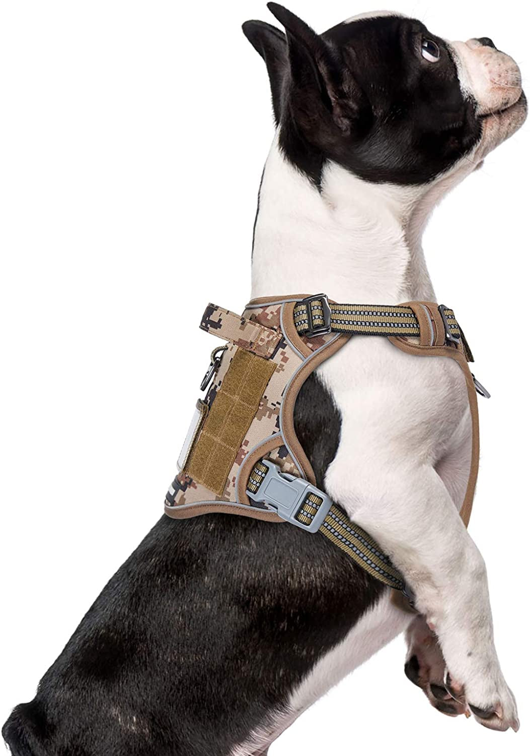 Tactical Dog Harness for Large Dogs No Pull, Famous TIK Tok No Pull Dog Harness, Fit Smart Reflective Pet Walking Harness for Training, Adjustable Dog Vest Harness with Handle Purple Camo XL