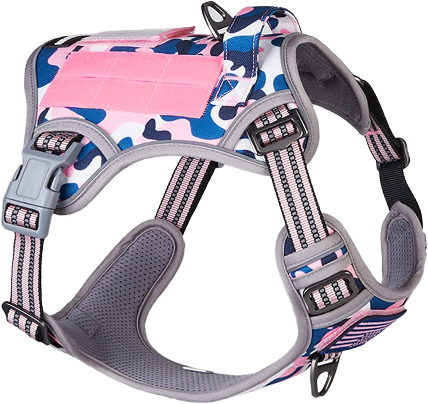 Tactical Dog Harness for Large Dogs No Pull, Famous TIK Tok No Pull Dog Harness, Fit Smart Reflective Pet Walking Harness for Training, Adjustable Dog Vest Harness with Handle Purple Camo XL