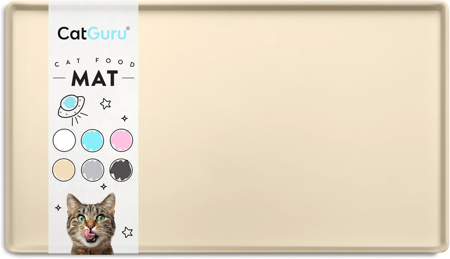 Cat Food Mat, Small & Large Pet Feedingd Mat, 100% Waterproof Cat Mats for Food and Water, Silicone Mats for Pet Bowls, Non-Slip Placemat for Water Bowl or Fountain (Small, Aruba)