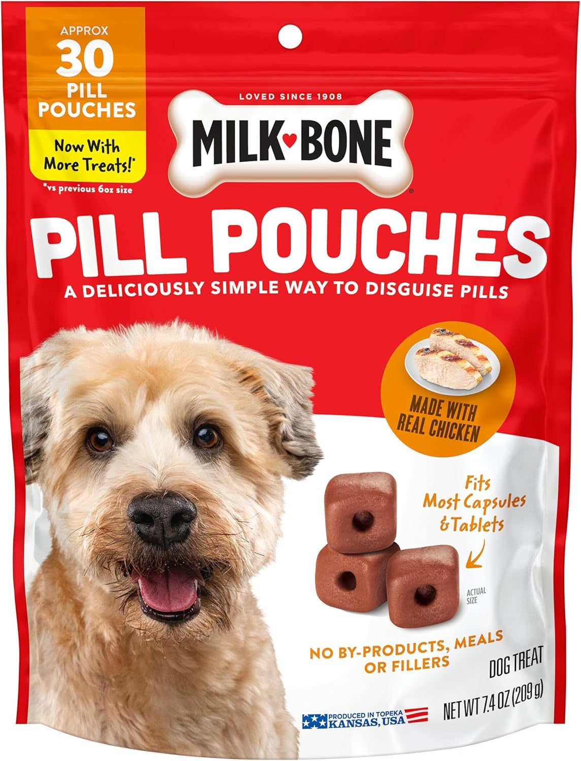 Pill Pouches Dog Treats with Real Chicken, 25 Count Bags (Pack of 5; 125 Total Treats)