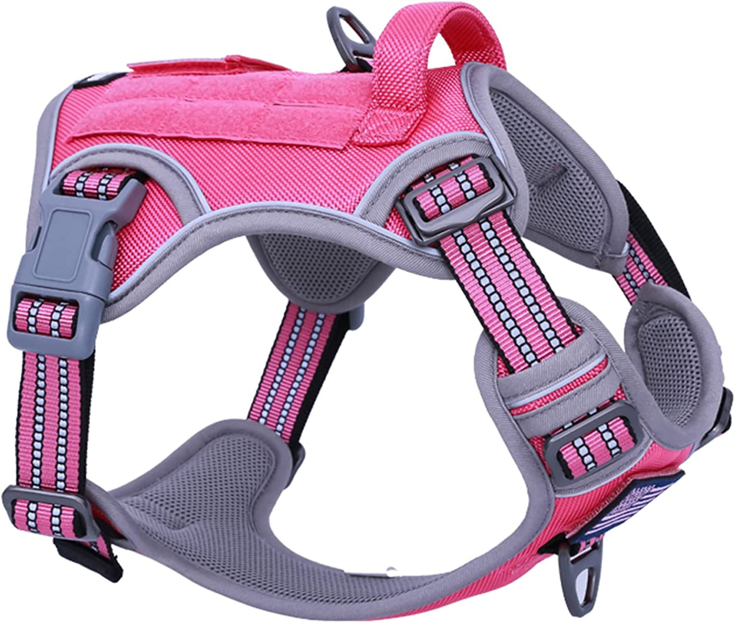 Tactical Dog Harness for Large Dogs No Pull, Famous TIK Tok No Pull Dog Harness, Fit Smart Reflective Pet Walking Harness for Training, Adjustable Dog Vest Harness with Handle Purple Camo XL