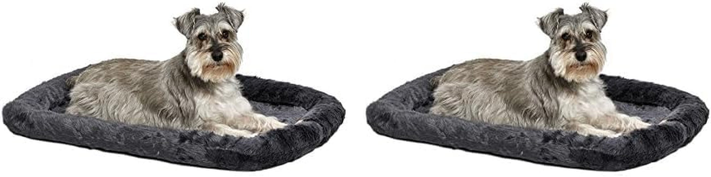 Midwest Homes for Pets Dog Bed – Gray Faux Fur Bolster, Ultra-Soft and Machine Washable, Fits 24-Inch Crates and Carriers, for Small Dogs and Cats