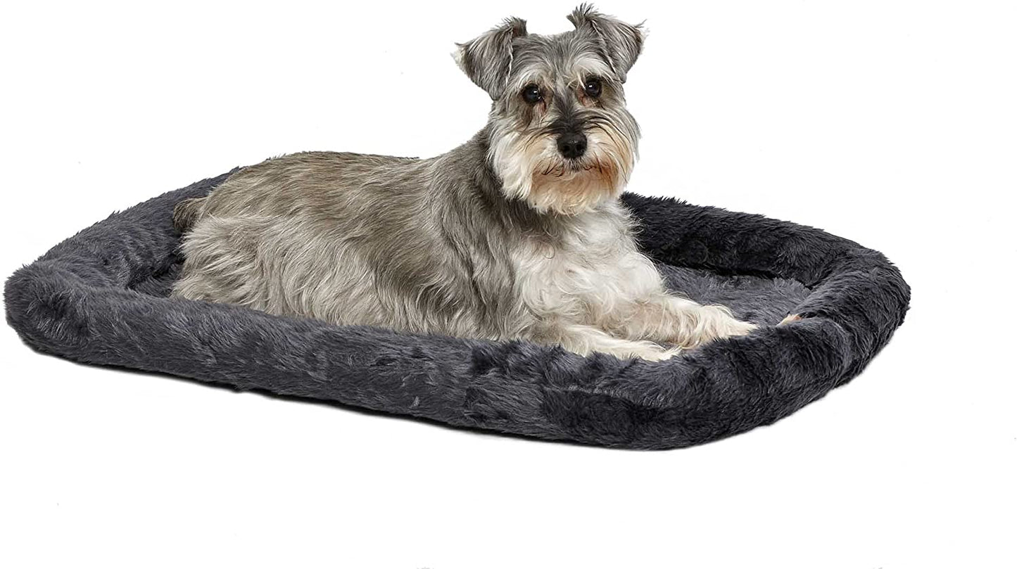 Midwest Homes for Pets Dog Bed – Gray Faux Fur Bolster, Ultra-Soft and Machine Washable, Fits 24-Inch Crates and Carriers, for Small Dogs and Cats