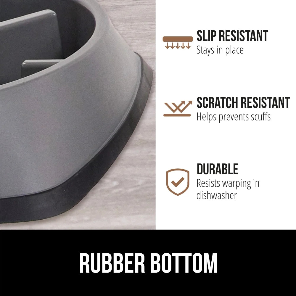 BPA Free Slow Feeder Dog Bowl, Interactive Puzzle Toy for Dogs and Cats, Food Training, Keeps Pets Busy and Prevents Puppy Overeating, 1 Cup Gray