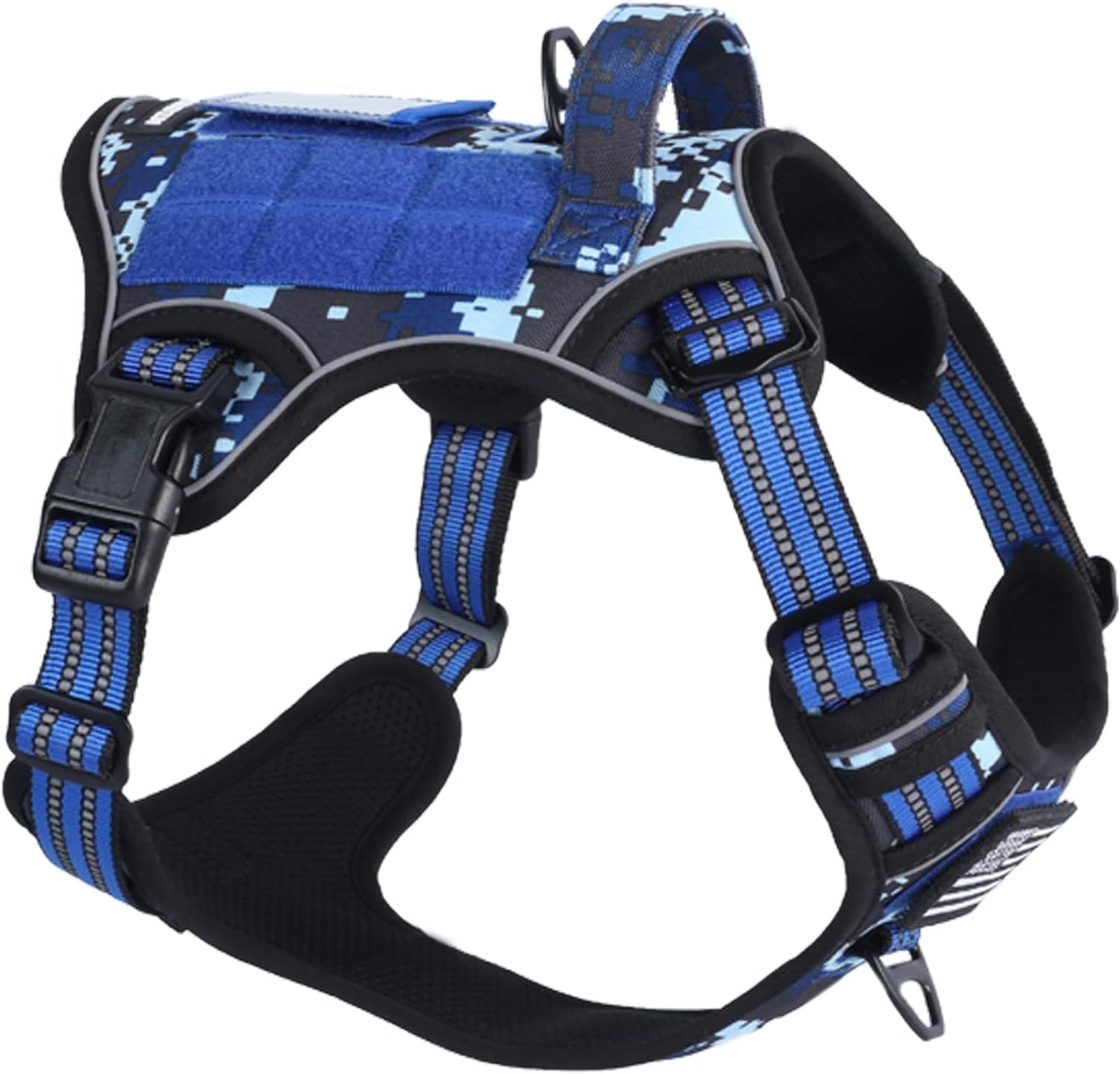 Tactical Dog Harness for Large Dogs No Pull, Famous TIK Tok No Pull Dog Harness, Fit Smart Reflective Pet Walking Harness for Training, Adjustable Dog Vest Harness with Handle Purple Camo XL