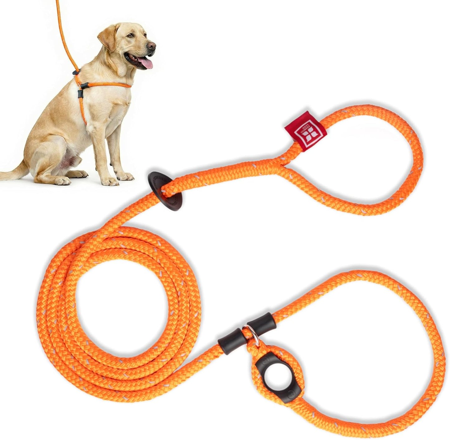 No Pull Dog Harness and Leash Set, anti Pull Dog Harness for All Breeds and Sizes, One-Piece Cushioned Rope Design Safely Prevents Escaping and Pulling (Small/Medium, Orange/Reflective)