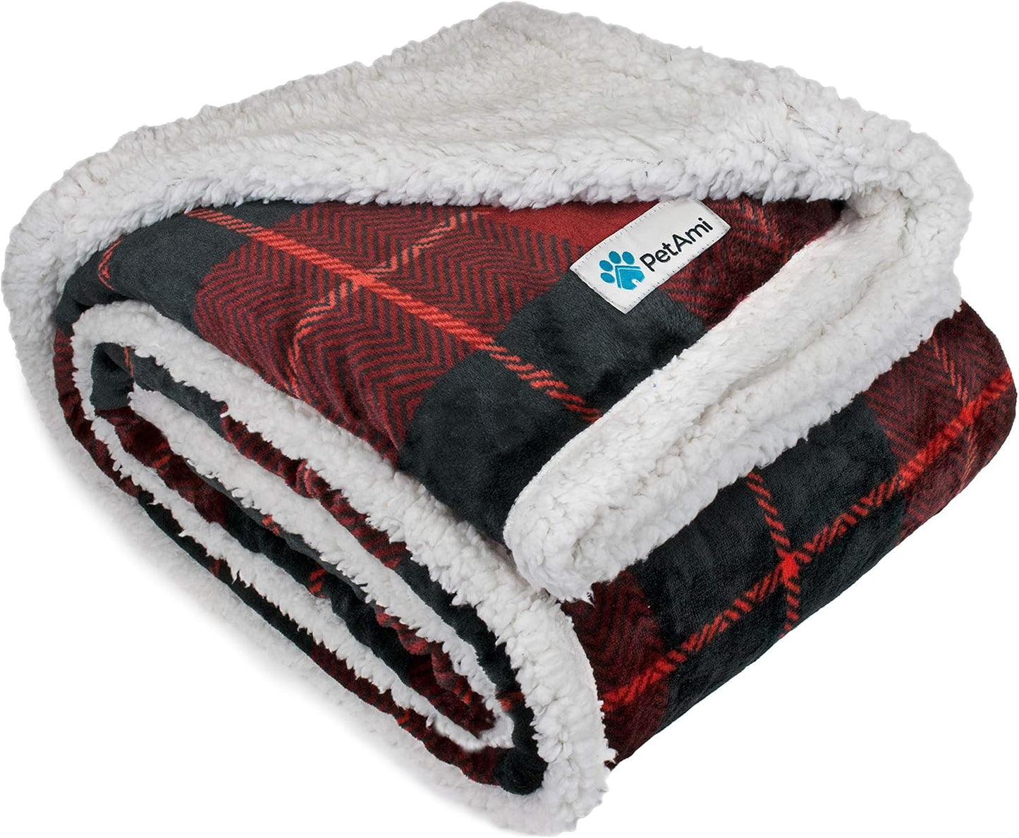 Dog Blanket for Medium Large Dogs, Pet Bed Blanket Cat Puppy Kitten, Fleece Furniture Couch Cover Protector Sofa Car, Soft Sherpa Dog Throw Plush Reversible Washable, 40X60 Checker Red