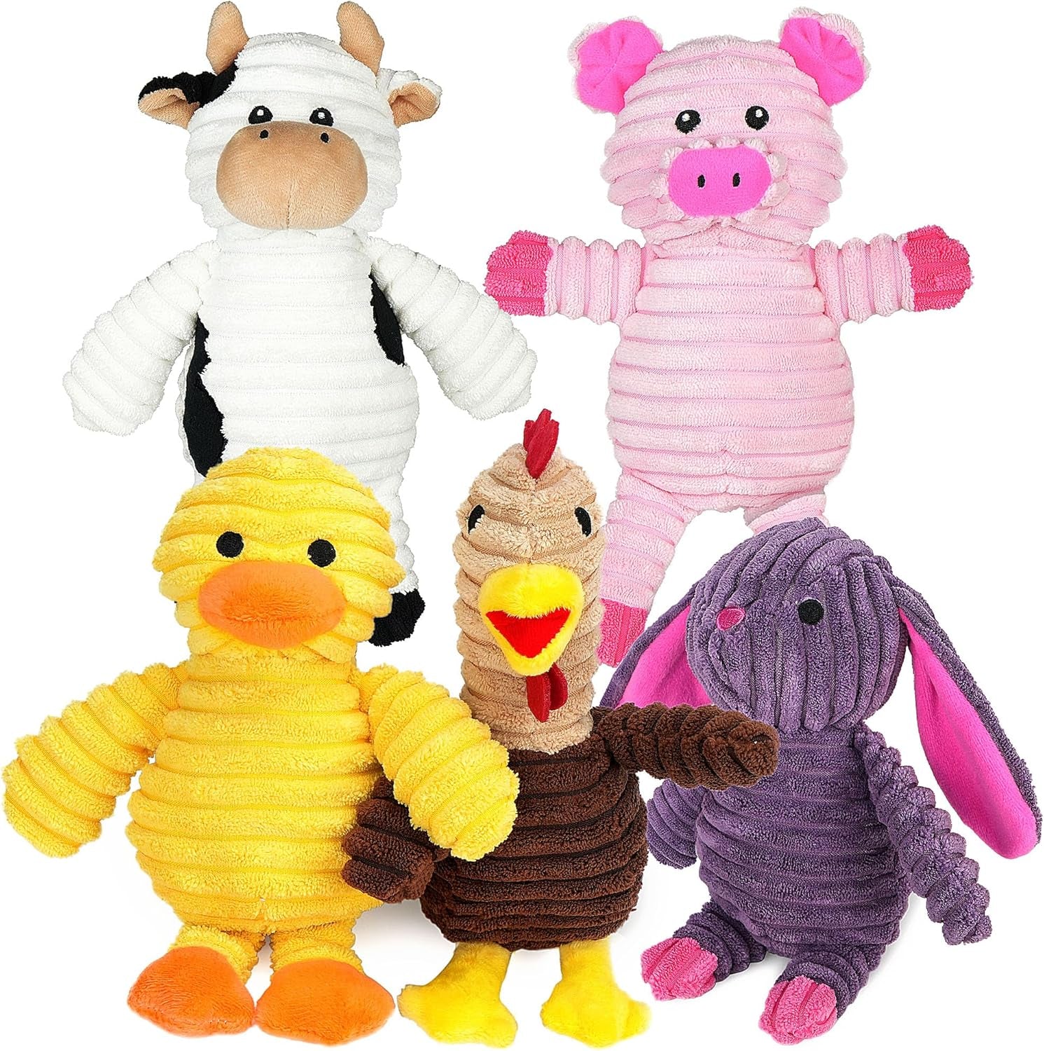 Dog Toys, 5 Pack, Plush Dog Squeaky Toys, Assortment Value Bundle Animal Pet Toy for Small Medium Large Dogs, Stuffed Puppy Chew Toy