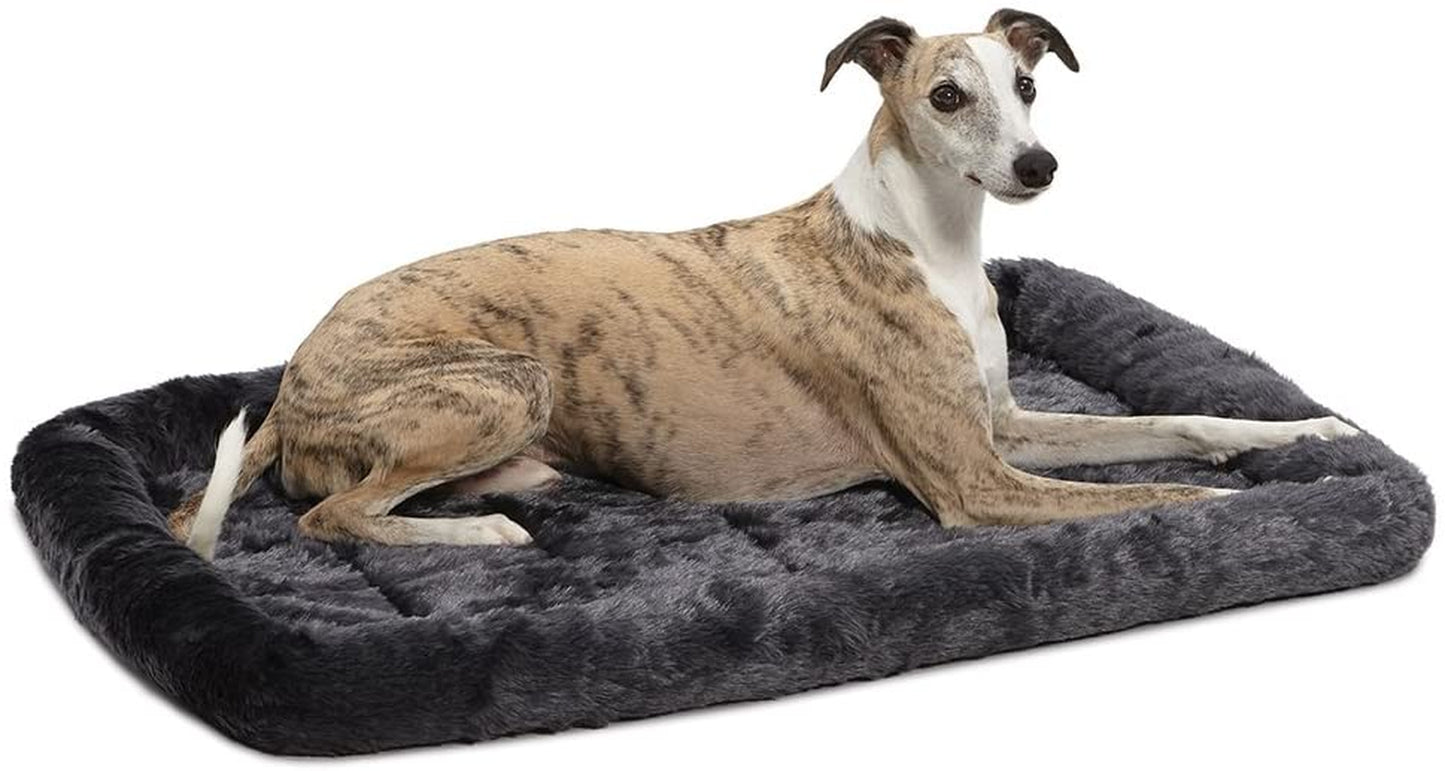 Midwest Homes for Pets Dog Bed – Gray Faux Fur Bolster, Ultra-Soft and Machine Washable, Fits 24-Inch Crates and Carriers, for Small Dogs and Cats