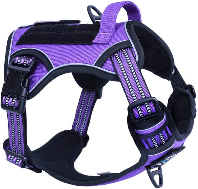 Tactical Dog Harness for Large Dogs No Pull, Famous TIK Tok No Pull Dog Harness, Fit Smart Reflective Pet Walking Harness for Training, Adjustable Dog Vest Harness with Handle Purple Camo XL