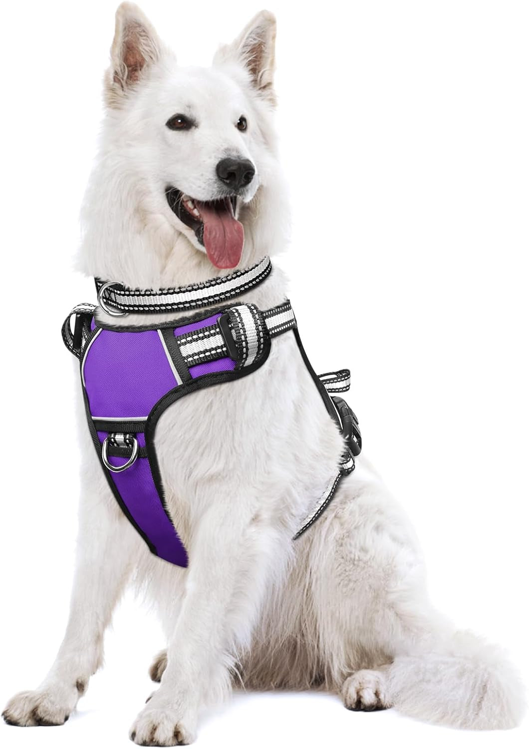 Dog Harness No Pull, Pet Harnesses with Dog Collar, Adjustable Reflective Oxford Outdoor Vest, Front/Back Leash Clips for Small, Medium, Large, Extra Large Dogs, Easy Control Handle for Walking