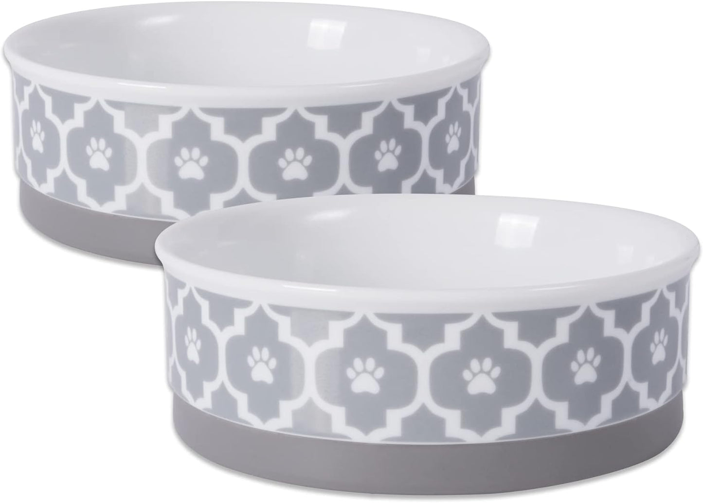 Lattice Collection Pet Bowl & Canister, Small Set, 4.25X2", Gray, 2 Count