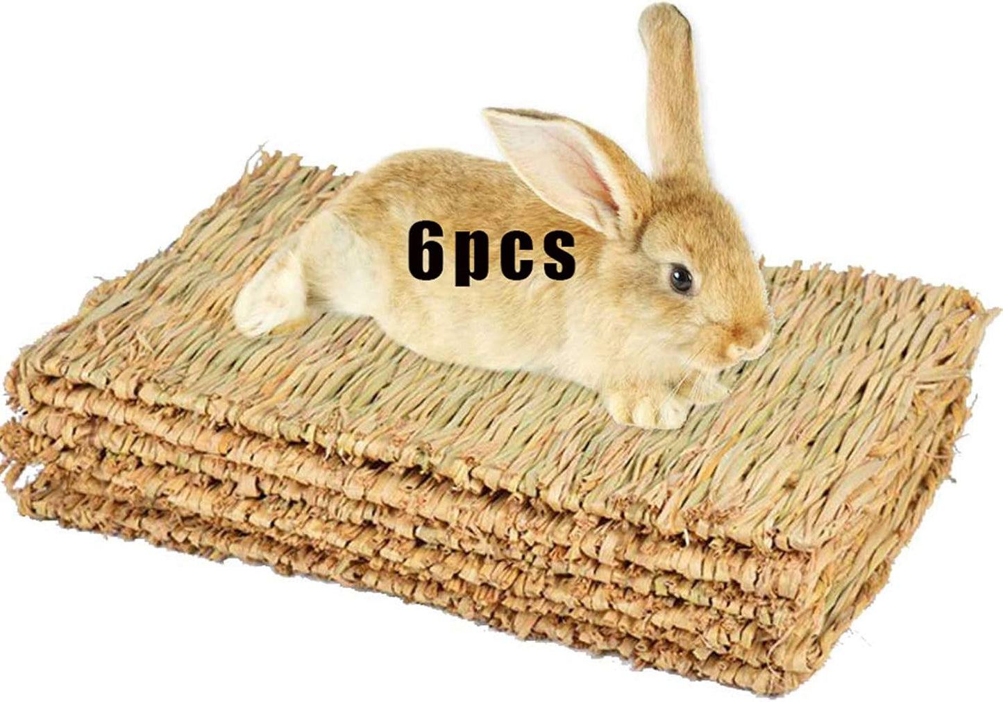 Grass Mat for Rabbit Bunny Chew Toys Woven Bed Mat for Guinea Pig Chinchilla Squirrel Hamster Cat Dog and Small Animal