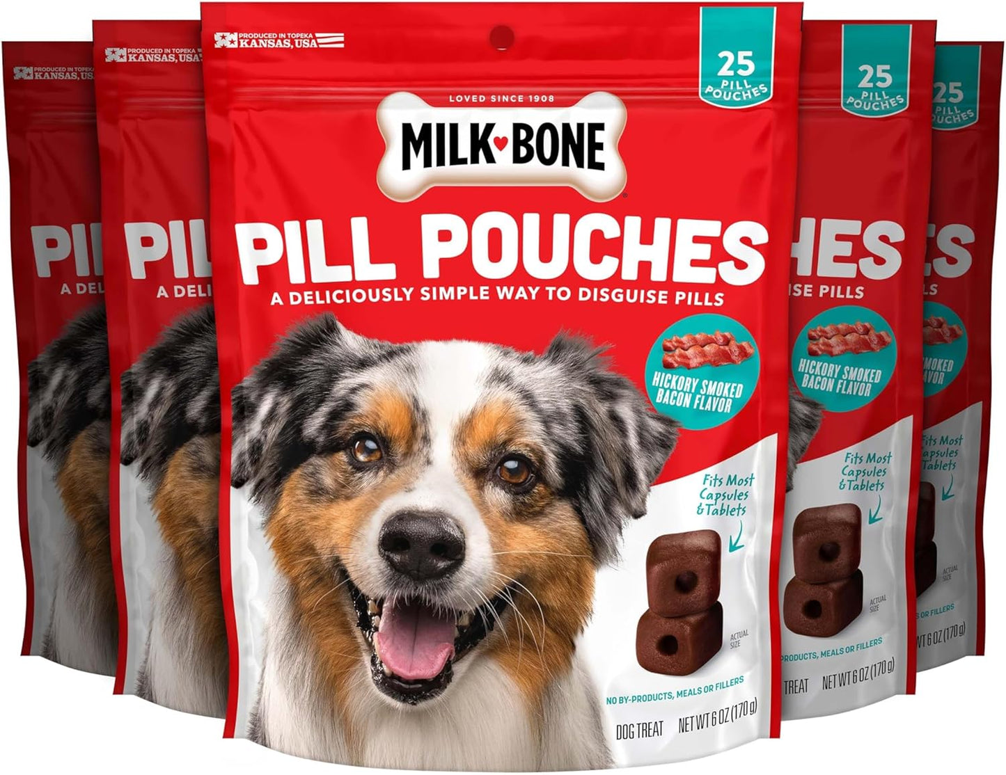 Pill Pouches Dog Treats with Real Chicken, 25 Count Bags (Pack of 5; 125 Total Treats)
