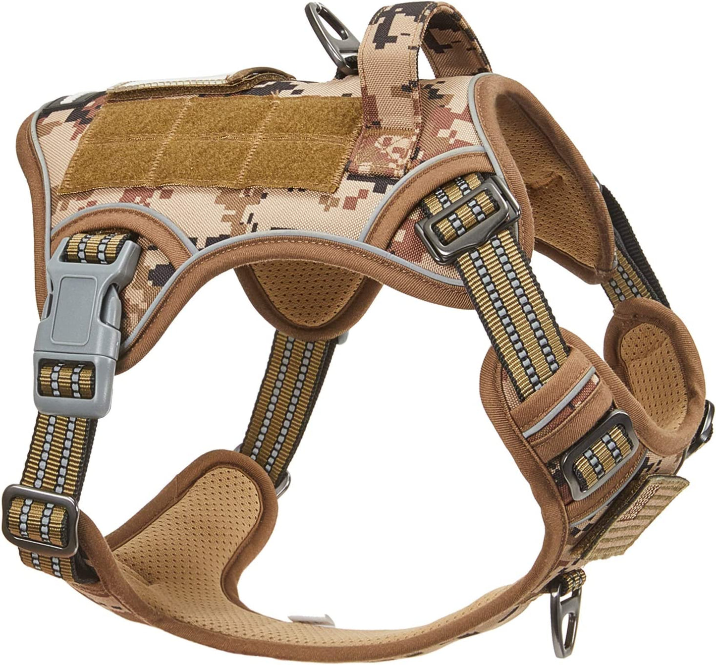 Tactical Dog Harness for Large Dogs No Pull, Famous TIK Tok No Pull Dog Harness, Fit Smart Reflective Pet Walking Harness for Training, Adjustable Dog Vest Harness with Handle Purple Camo XL