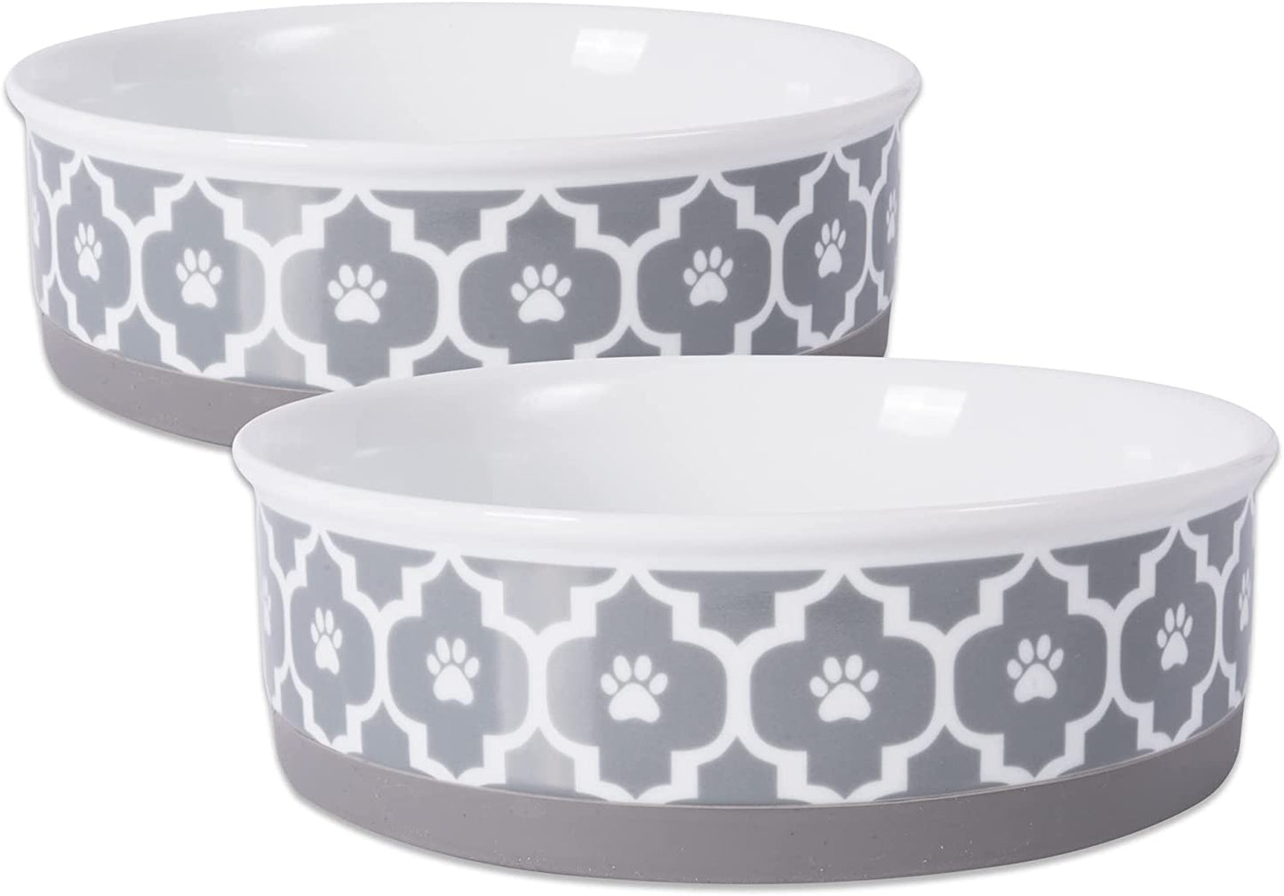 Lattice Collection Pet Bowl & Canister, Small Set, 4.25X2", Gray, 2 Count