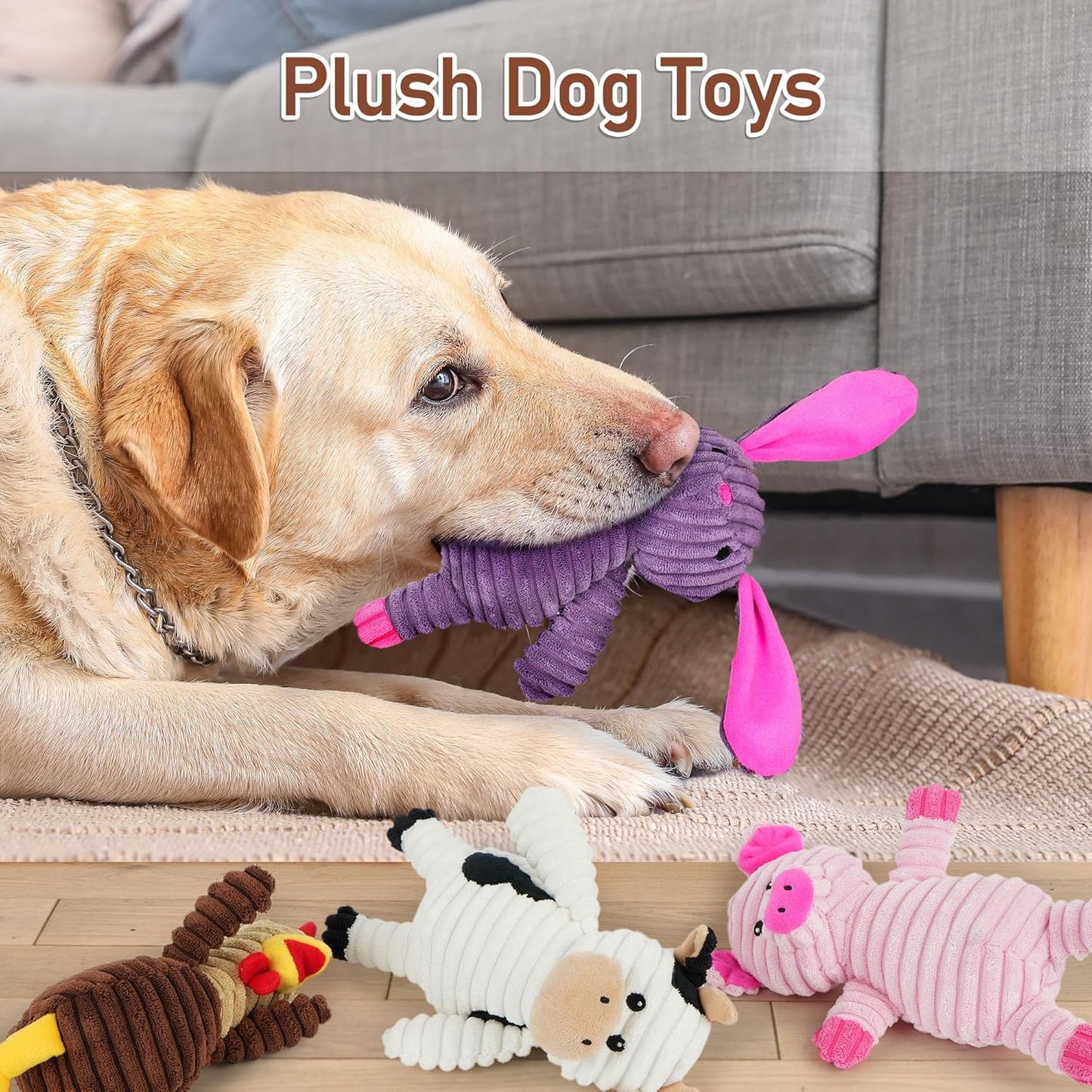 Dog Toys, 5 Pack, Plush Dog Squeaky Toys, Assortment Value Bundle Animal Pet Toy for Small Medium Large Dogs, Stuffed Puppy Chew Toy