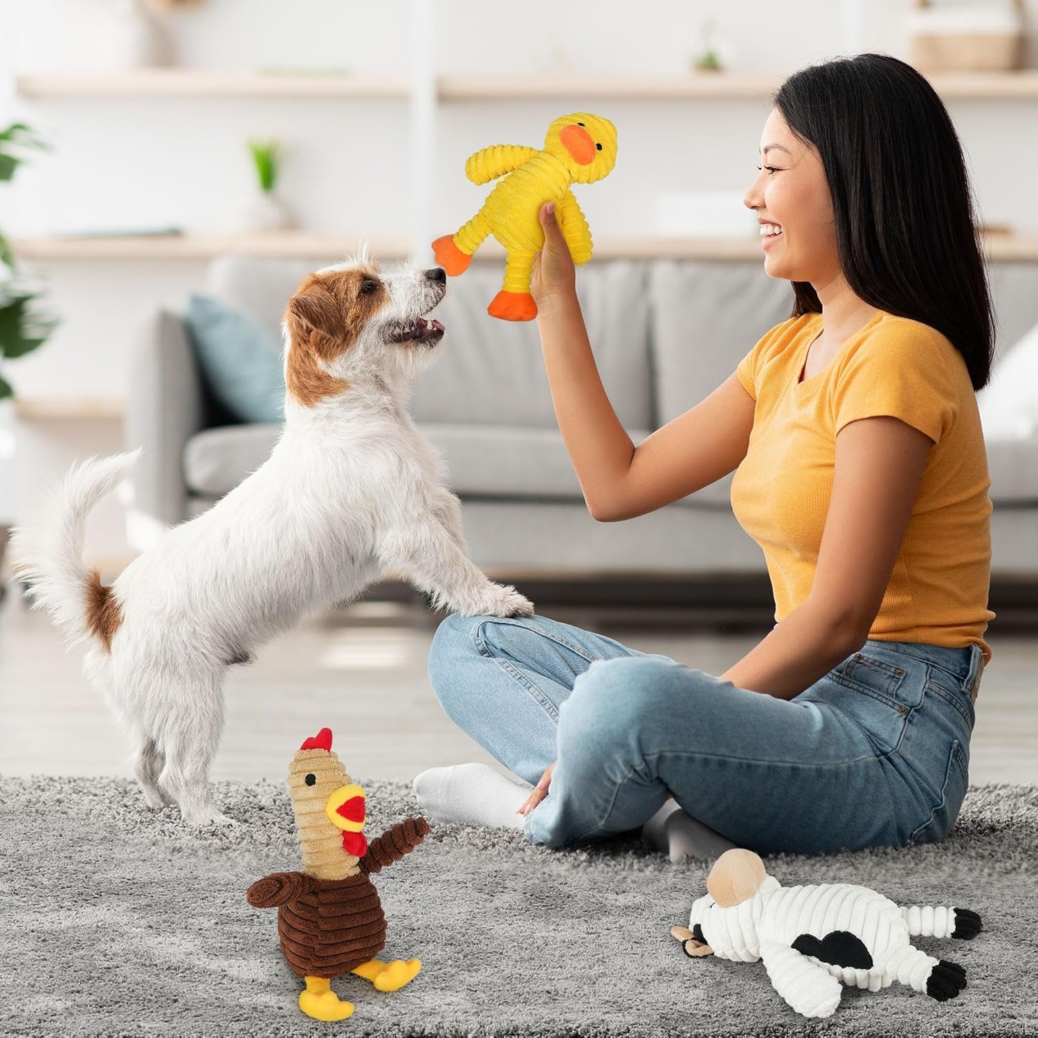 Dog Toys, 5 Pack, Plush Dog Squeaky Toys, Assortment Value Bundle Animal Pet Toy for Small Medium Large Dogs, Stuffed Puppy Chew Toy
